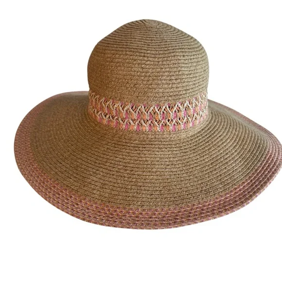 August Hat Company Wide Brimmed Paper Straw Floppy Sun Hat OSFM - Picture 1 of 7